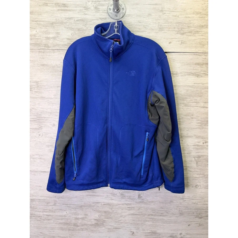The North Face Jacket Mens M Blue Windbreaker Fleece Lined Full Zip Pockets